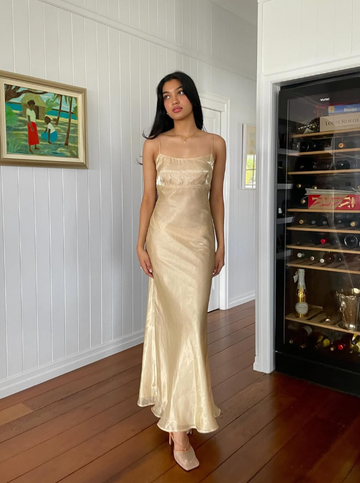 Simple Sheath Spaghetti Strap Satin Open Back Evening Dress Party Dress HZ1023